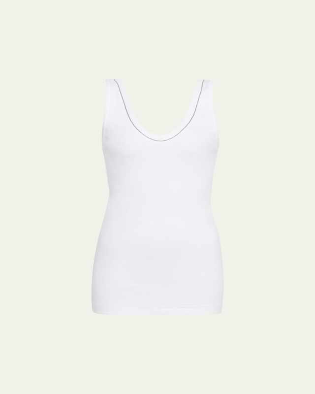 Monili Scoop-Neck Flat Cotton Rib Tank Top